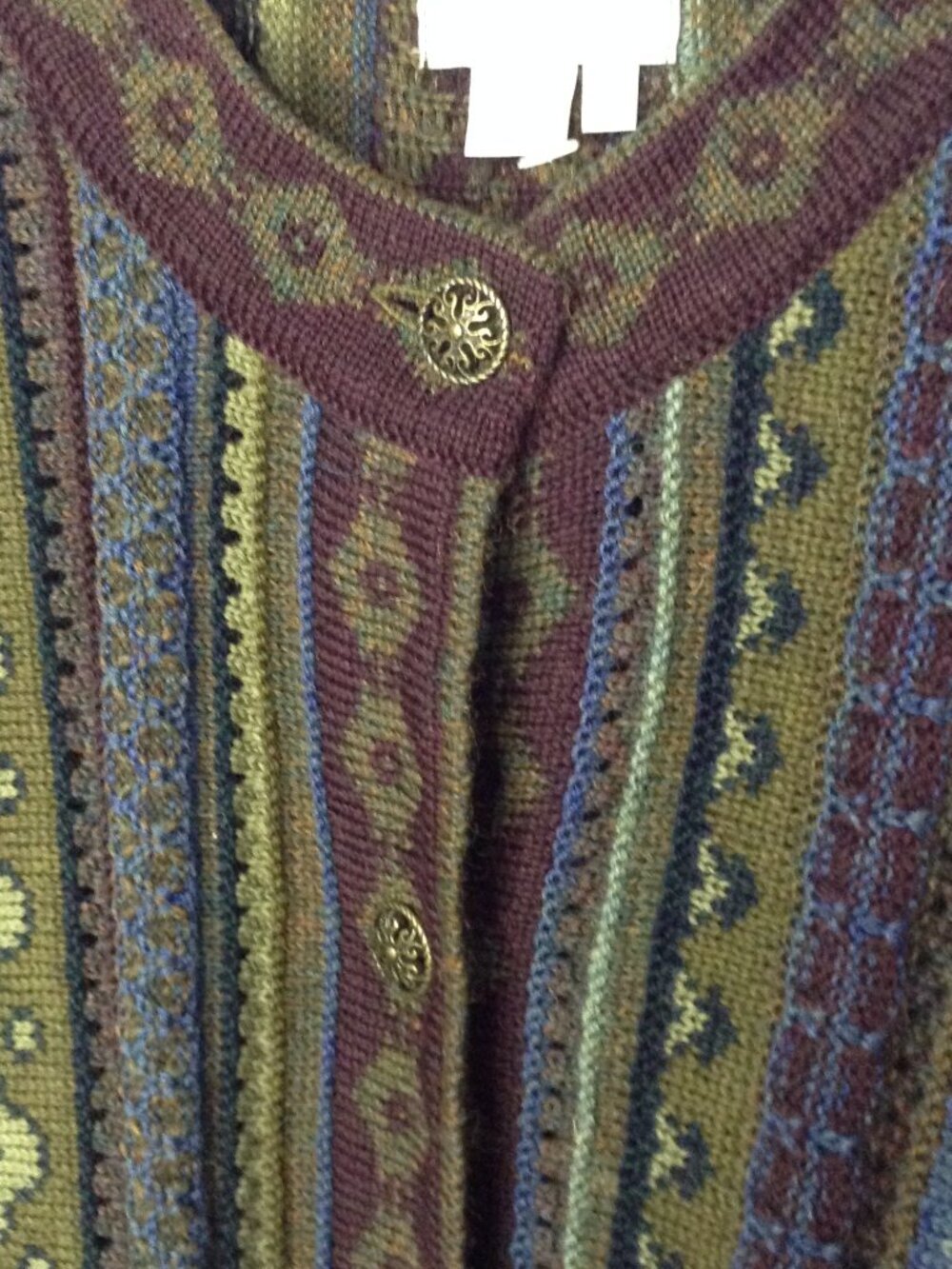 VTG 2000 Cherry Lewis "M" 100% Wool England Cardigan Eclectic Granny Quality Lux - Picture 2 of 7